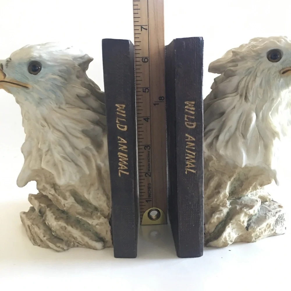 Vintage Wild Animal Eagle Bookends Fierce Realistic Eyes Ceramic Heavy 6.5” - Picture 13 of 16